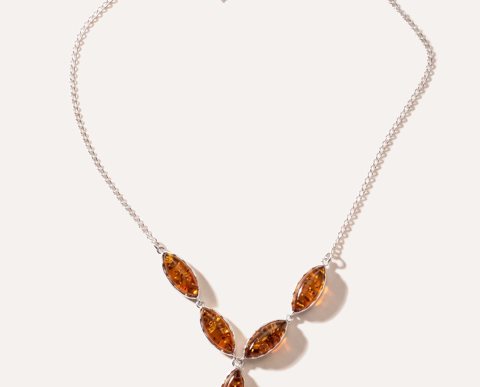 Modern Y Necklace with Baltic Amber — Baltic amber and sterling silver jewellery by Baltic Beauty