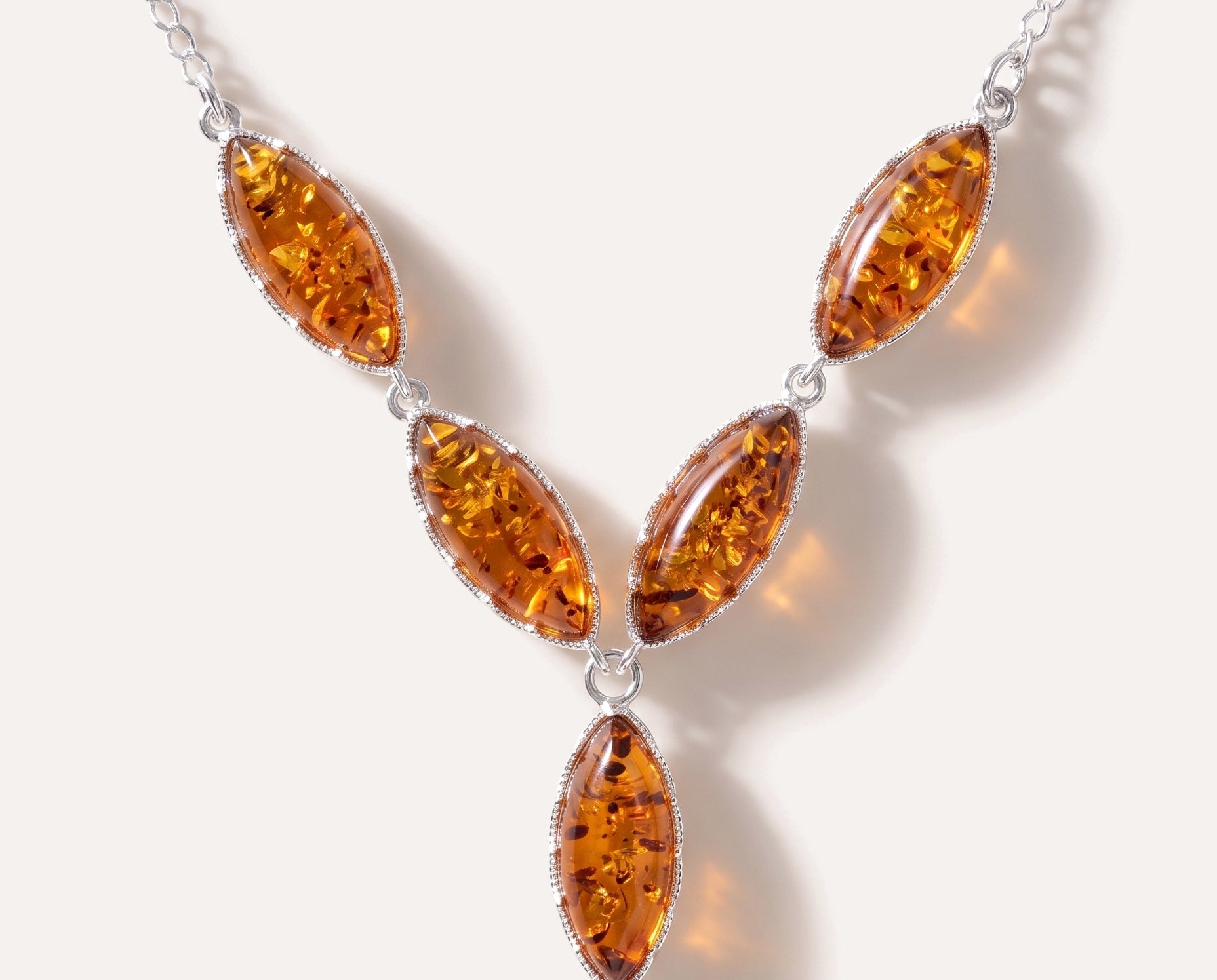 Modern Y Necklace with Baltic Amber — Baltic amber and sterling silver jewellery by Baltic Beauty
