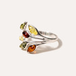 Multicolour Amber Floral Ring — Baltic amber and sterling silver jewellery by Baltic Beauty