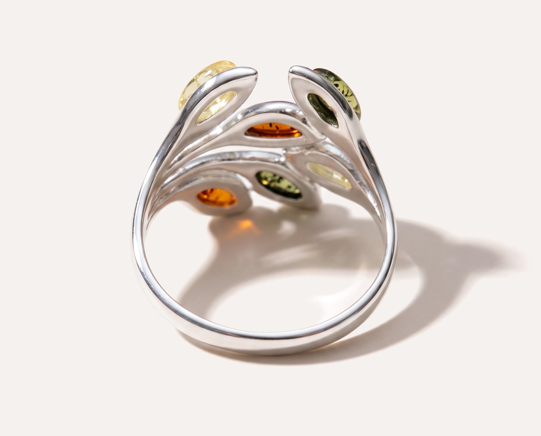 Multicolour Amber Floral Ring — Baltic amber and sterling silver jewellery by Baltic Beauty