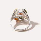 Multicolour Amber Floral Ring — Baltic amber and sterling silver jewellery by Baltic Beauty