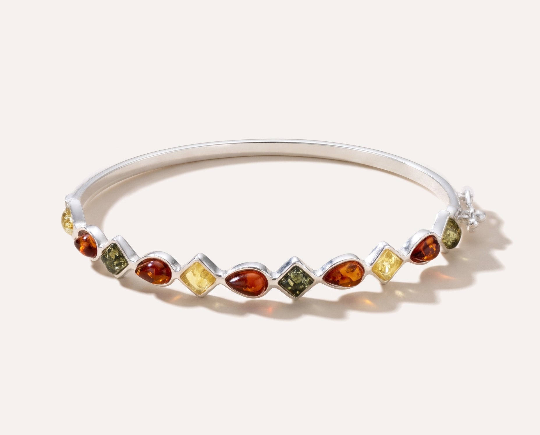 Multicolour Amber Geometric Bangle — Baltic amber and sterling silver jewellery by Baltic Beauty