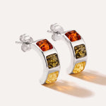 Multicolour Baguette Amber Earrings — Baltic amber and sterling silver jewellery by Baltic Beauty