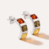 Multicolour Baguette Amber Earrings — Baltic amber and sterling silver jewellery by Baltic Beauty