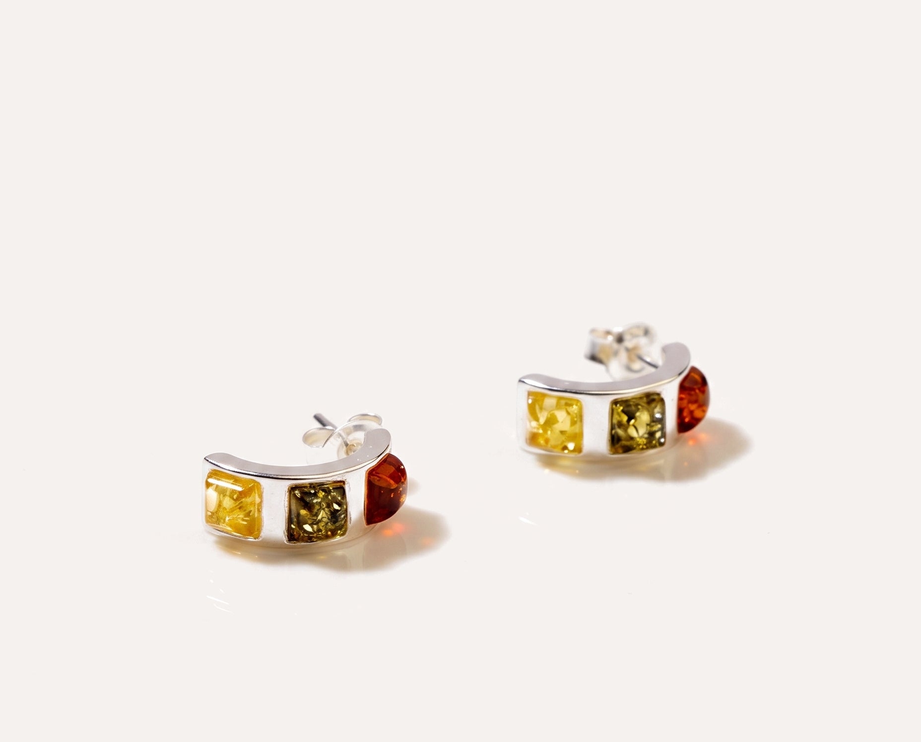 Multicolour Baguette Amber Earrings — Baltic amber and sterling silver jewellery by Baltic Beauty