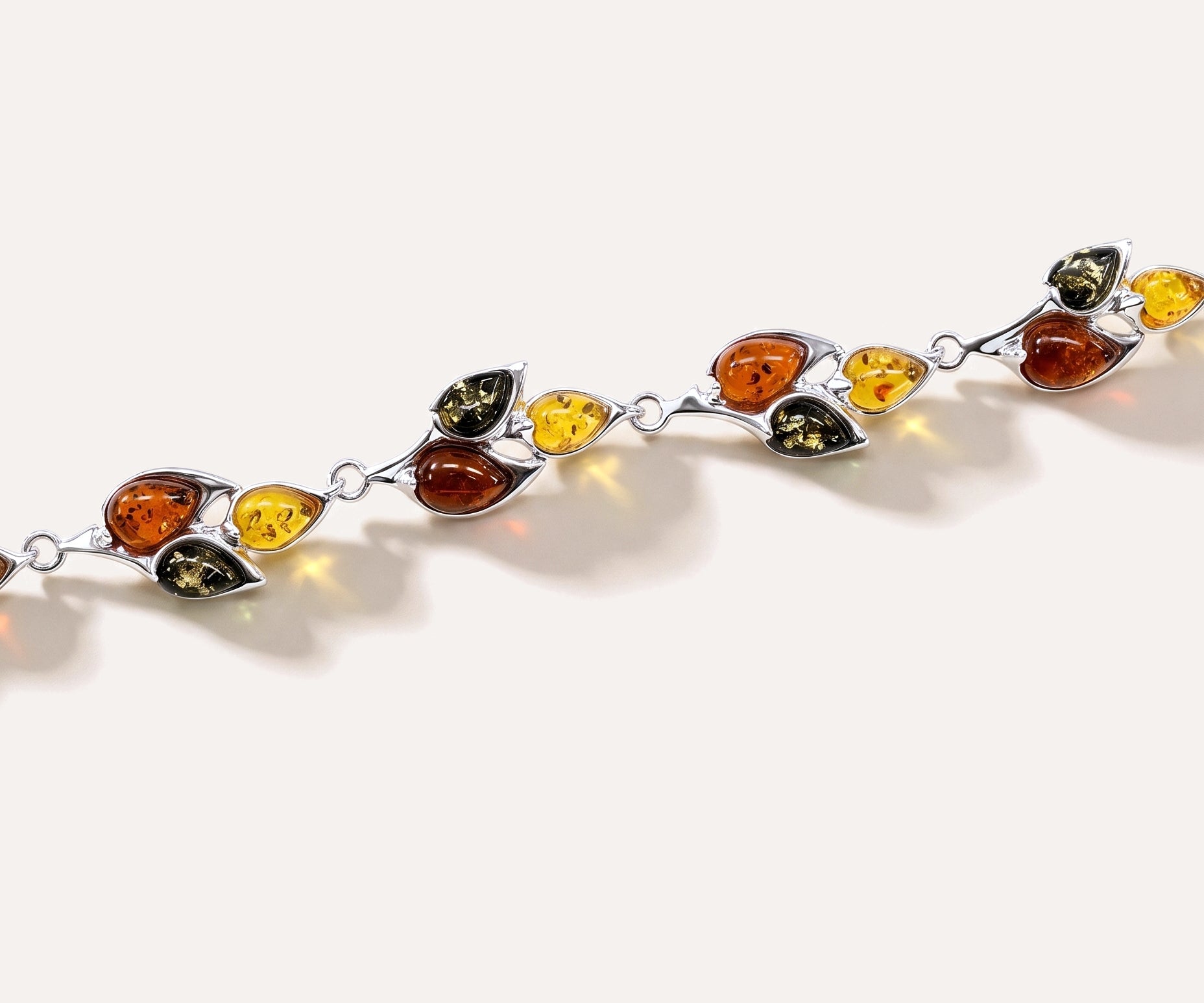 Multicolour Statement Link Bracelet — Baltic amber and sterling silver jewellery by Baltic Beauty