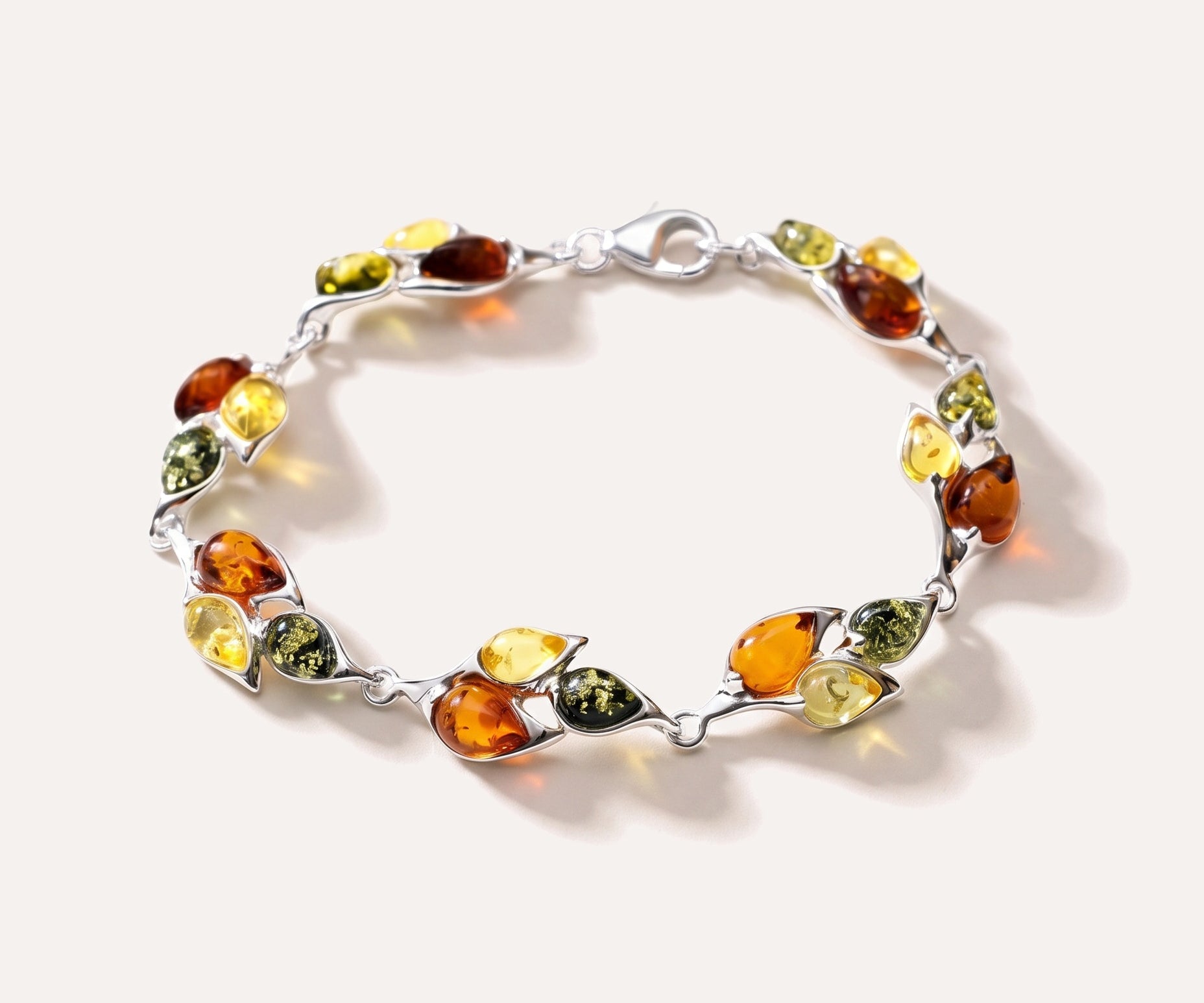 Multicolour Statement Link Bracelet — Baltic amber and sterling silver jewellery by Baltic Beauty