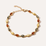 Multicoloured Gold Oval Bracelet — Baltic amber and sterling silver jewellery by Baltic Beauty