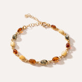 Multicoloured Gold Oval Bracelet — Baltic amber and sterling silver jewellery by Baltic Beauty