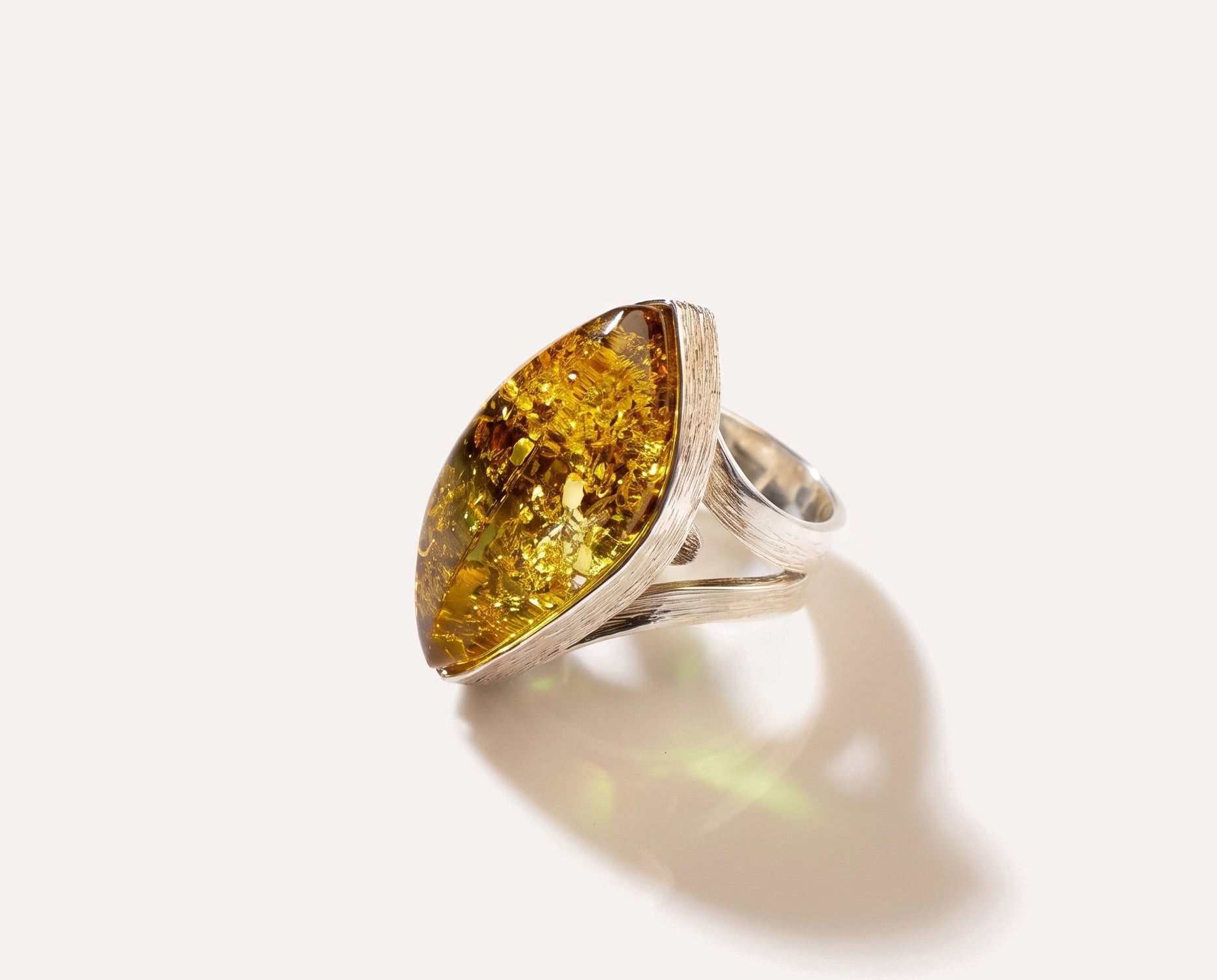 OOAK Florayne Green Amber Ring (SIZES P-U) — Baltic amber and sterling silver jewellery by Baltic Beauty