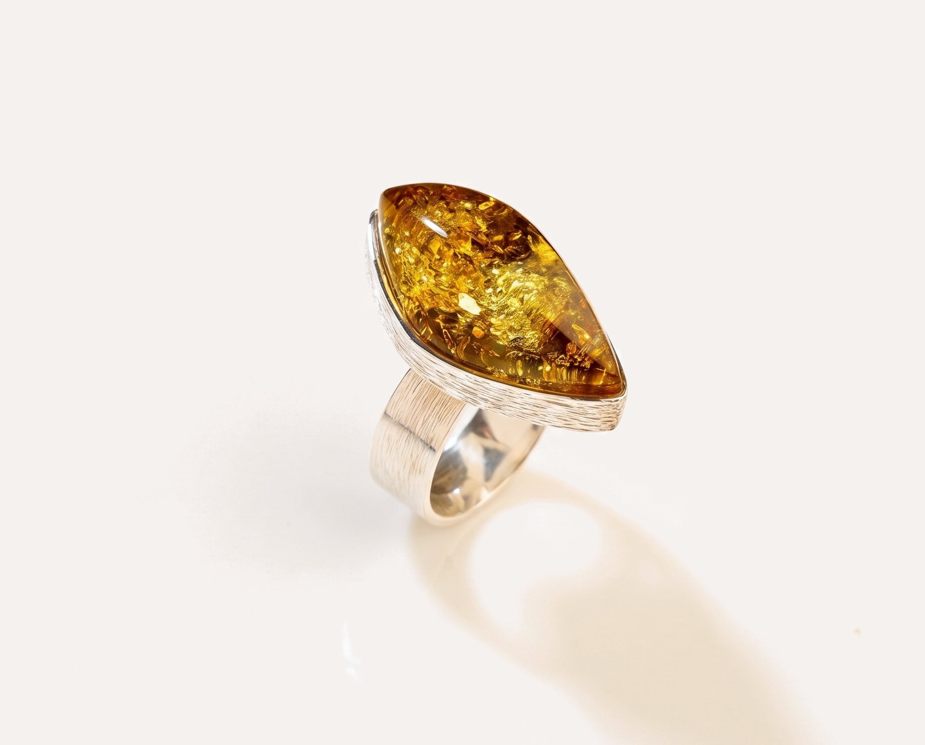 OOAK Florayne Green Amber Ring (SIZES P-U) — Baltic amber and sterling silver jewellery by Baltic Beauty