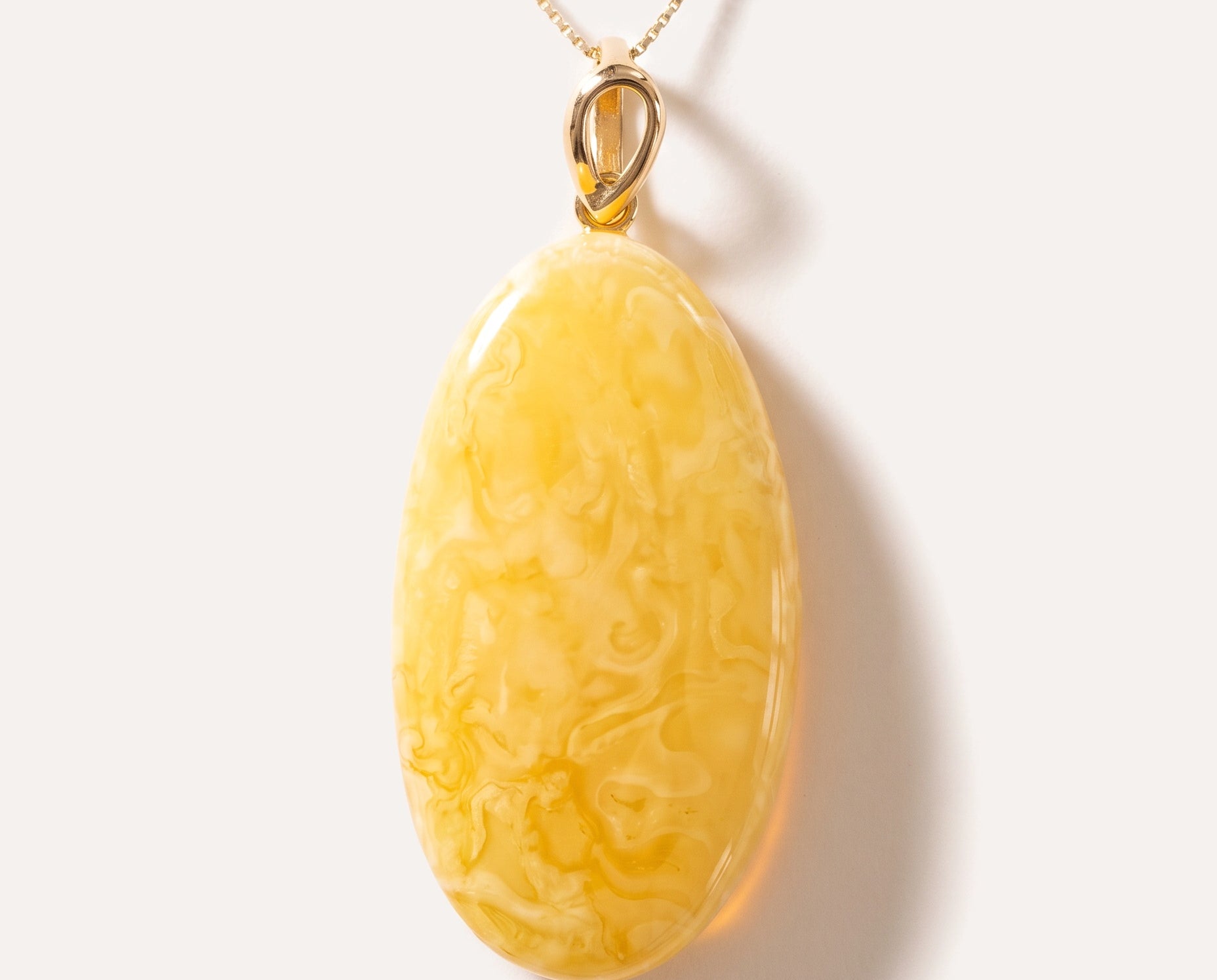 OOAK Large Gold Plated Creamy Amber Pendant — Baltic amber and sterling silver jewellery by Baltic Beauty