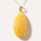 OOAK Large Gold Plated Creamy Amber Pendant — Baltic amber and sterling silver jewellery by Baltic Beauty