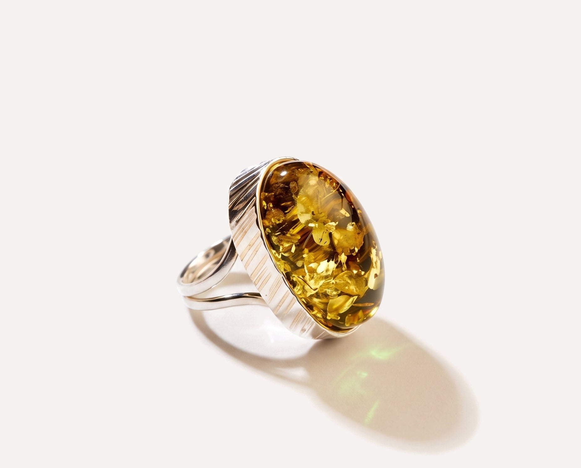 OOAK Mosslight Green Amber Ring (SIZES L-Q) — Baltic amber and sterling silver jewellery by Baltic Beauty