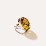 OOAK Mosslight Green Amber Ring (SIZES L-Q) — Baltic amber and sterling silver jewellery by Baltic Beauty