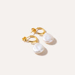 Open Back Flat Pearl Earrings — Baltic amber and sterling silver jewellery by Baltic Beauty