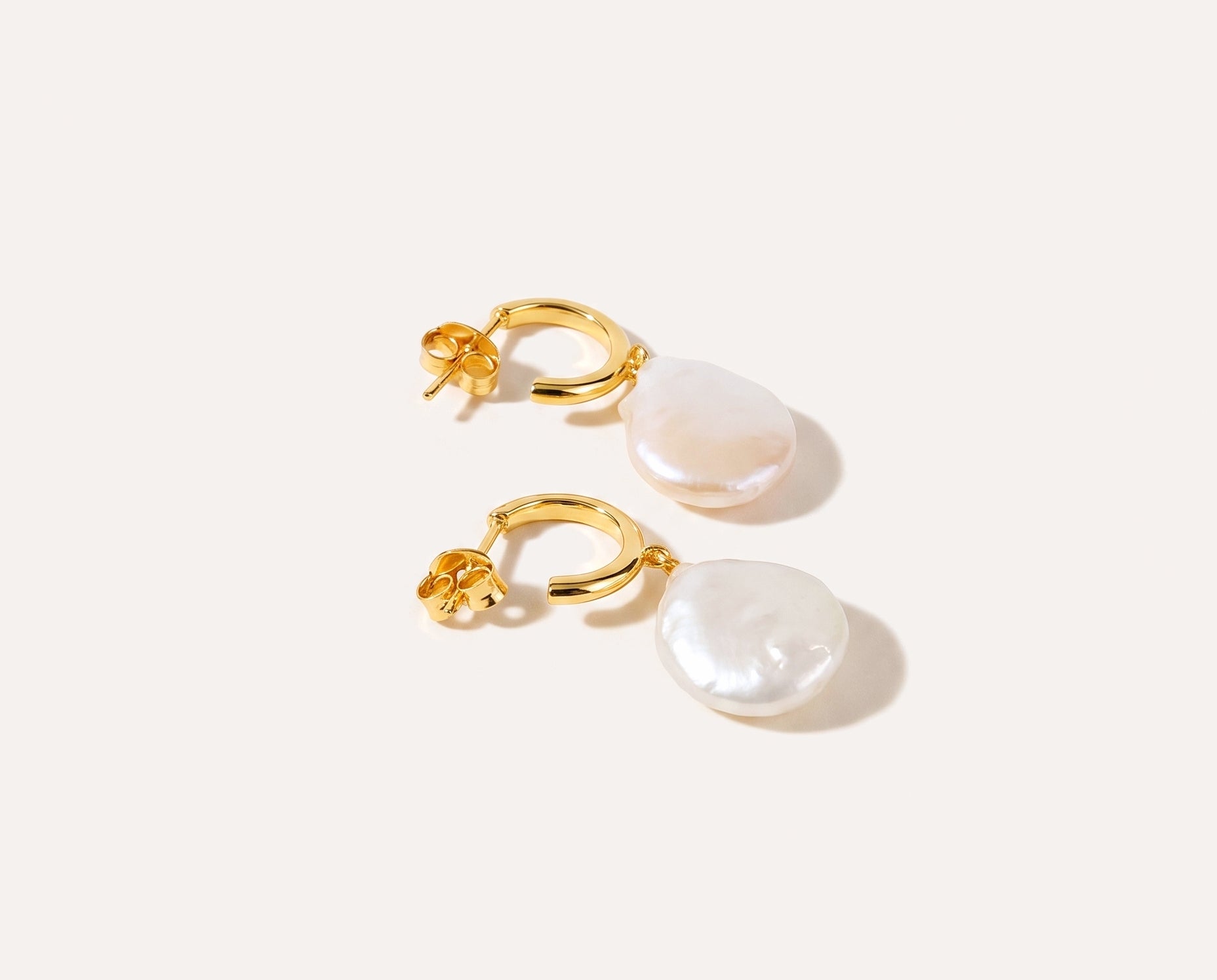 Open Back Flat Pearl Earrings — Baltic amber and sterling silver jewellery by Baltic Beauty