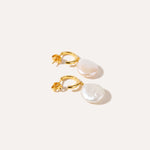 Open Back Flat Pearl Earrings — Baltic amber and sterling silver jewellery by Baltic Beauty