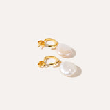 Open Back Flat Pearl Earrings — Baltic amber and sterling silver jewellery by Baltic Beauty