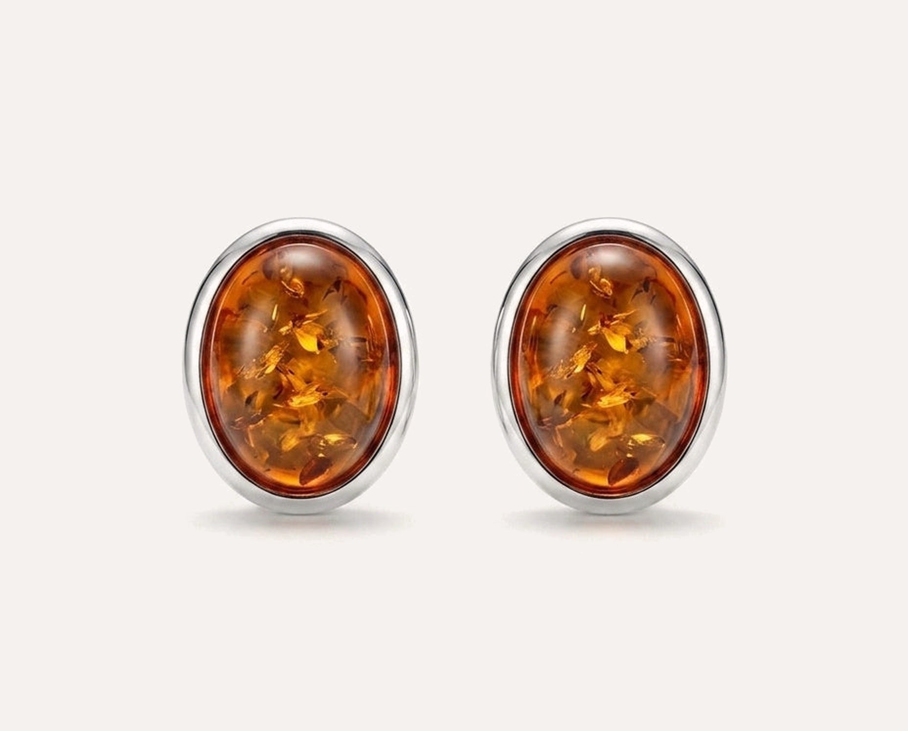 Oval Amber Stud Earrings — Baltic amber and sterling silver jewellery by Baltic Beauty