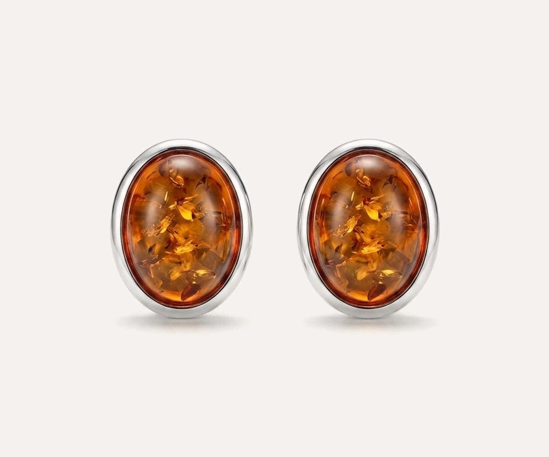 Oval Amber Stud Earrings — Baltic amber and sterling silver jewellery by Baltic Beauty
