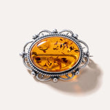 Oval Classic Framed Amber Brooch — Baltic amber and sterling silver jewellery by Baltic Beauty