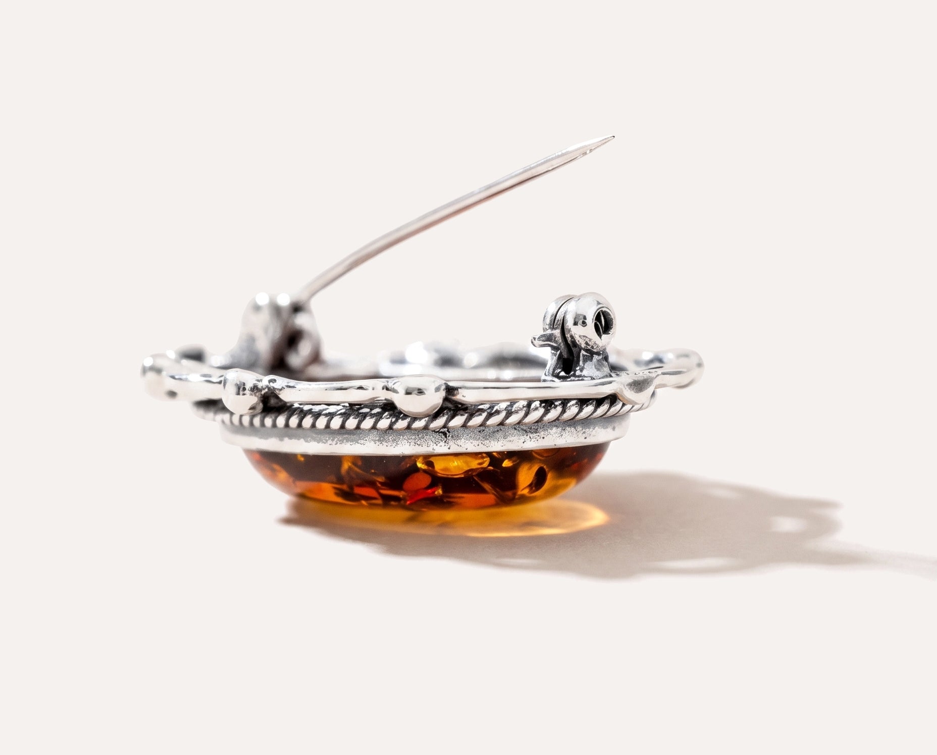 Oval Classic Framed Amber Brooch — Baltic amber and sterling silver jewellery by Baltic Beauty