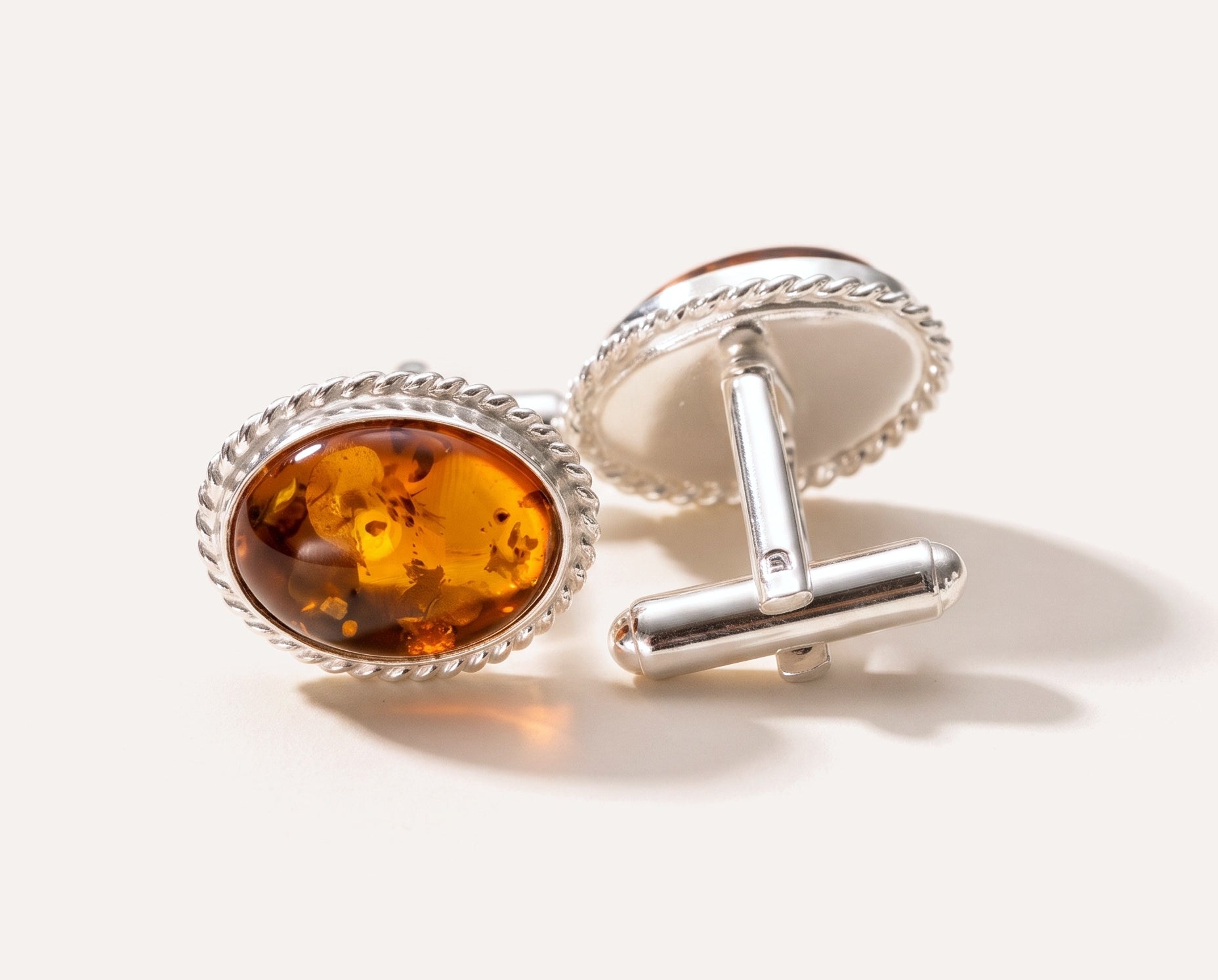 Quintessence Statement Amber Cufflinks — Baltic amber and sterling silver jewellery by Baltic Beauty