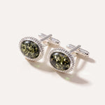Quintessence Statement Green Amber Cufflinks — Baltic amber and sterling silver jewellery by Baltic Beauty