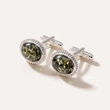 Quintessence Statement Green Amber Cufflinks — Baltic amber and sterling silver jewellery by Baltic Beauty