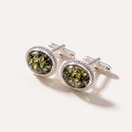 Quintessence Statement Green Amber Cufflinks — Baltic amber and sterling silver jewellery by Baltic Beauty