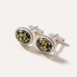 Quintessence Statement Green Amber Cufflinks — Baltic amber and sterling silver jewellery by Baltic Beauty