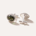 Quintessence Statement Green Amber Cufflinks — Baltic amber and sterling silver jewellery by Baltic Beauty