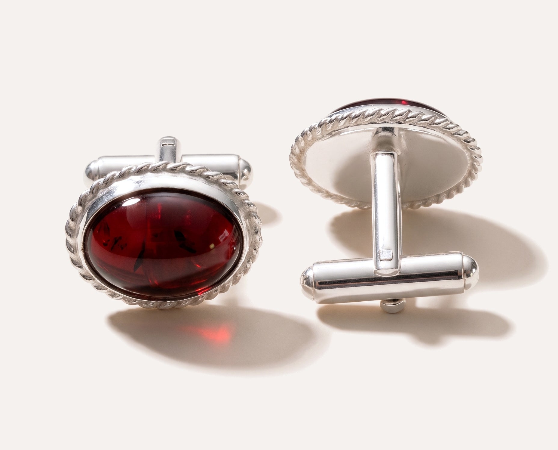 Quintessence Statement Red Amber Cufflinks — Baltic amber and sterling silver jewellery by Baltic Beauty