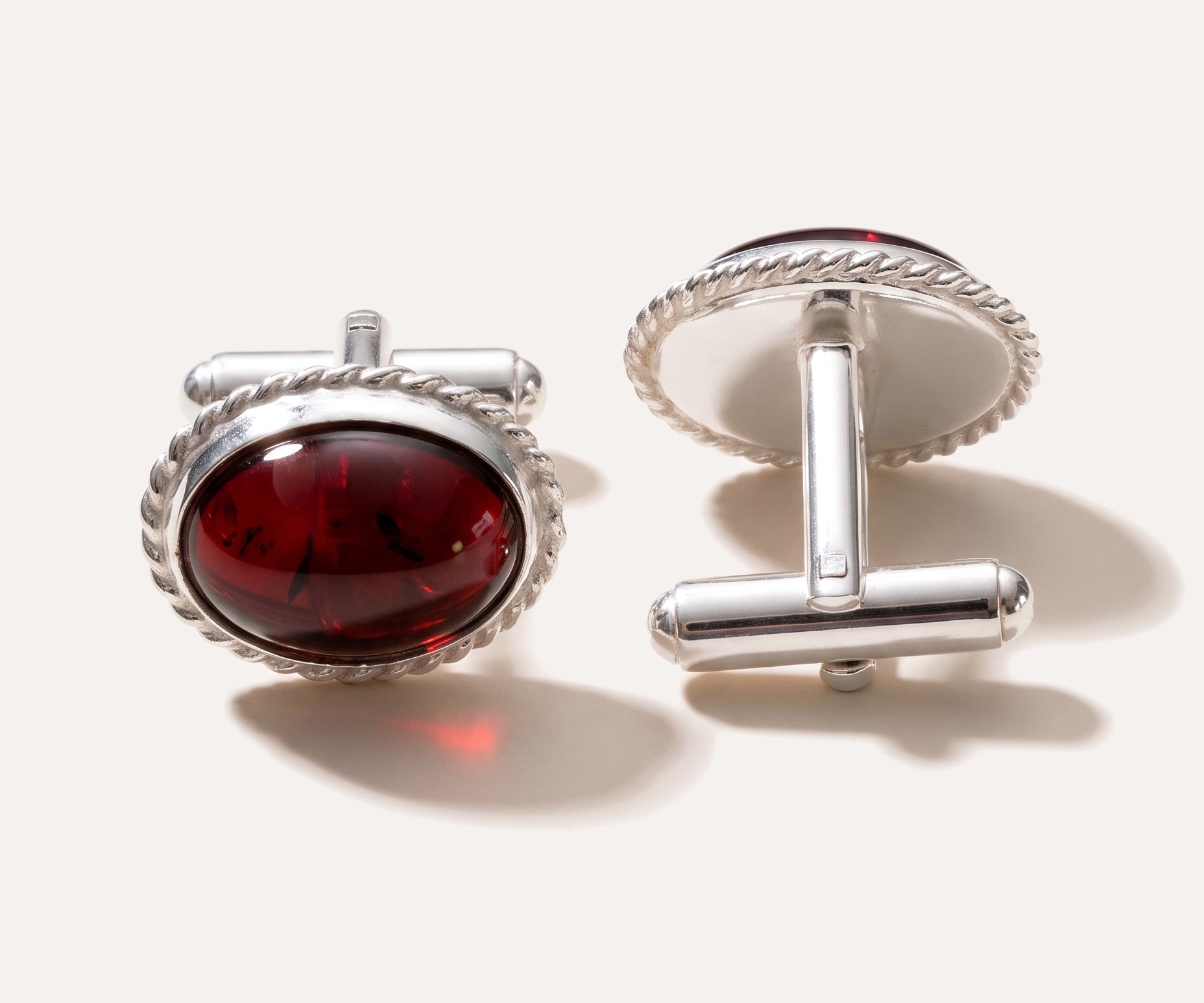 Quintessence Statement Red Amber Cufflinks — Baltic amber and sterling silver jewellery by Baltic Beauty