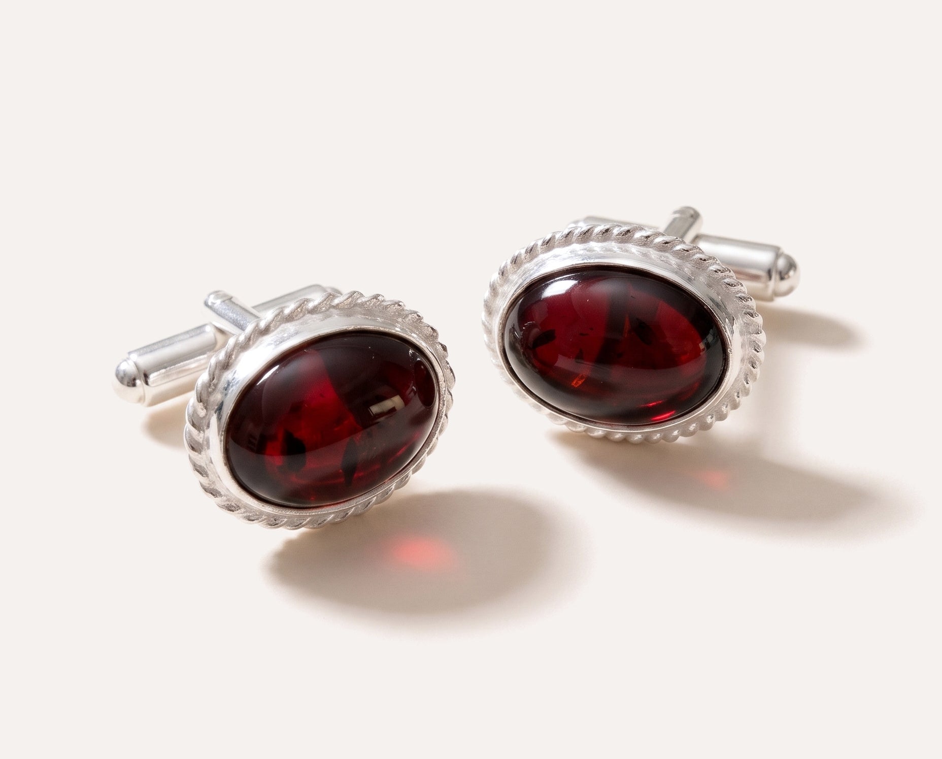 Quintessence Statement Red Amber Cufflinks — Baltic amber and sterling silver jewellery by Baltic Beauty