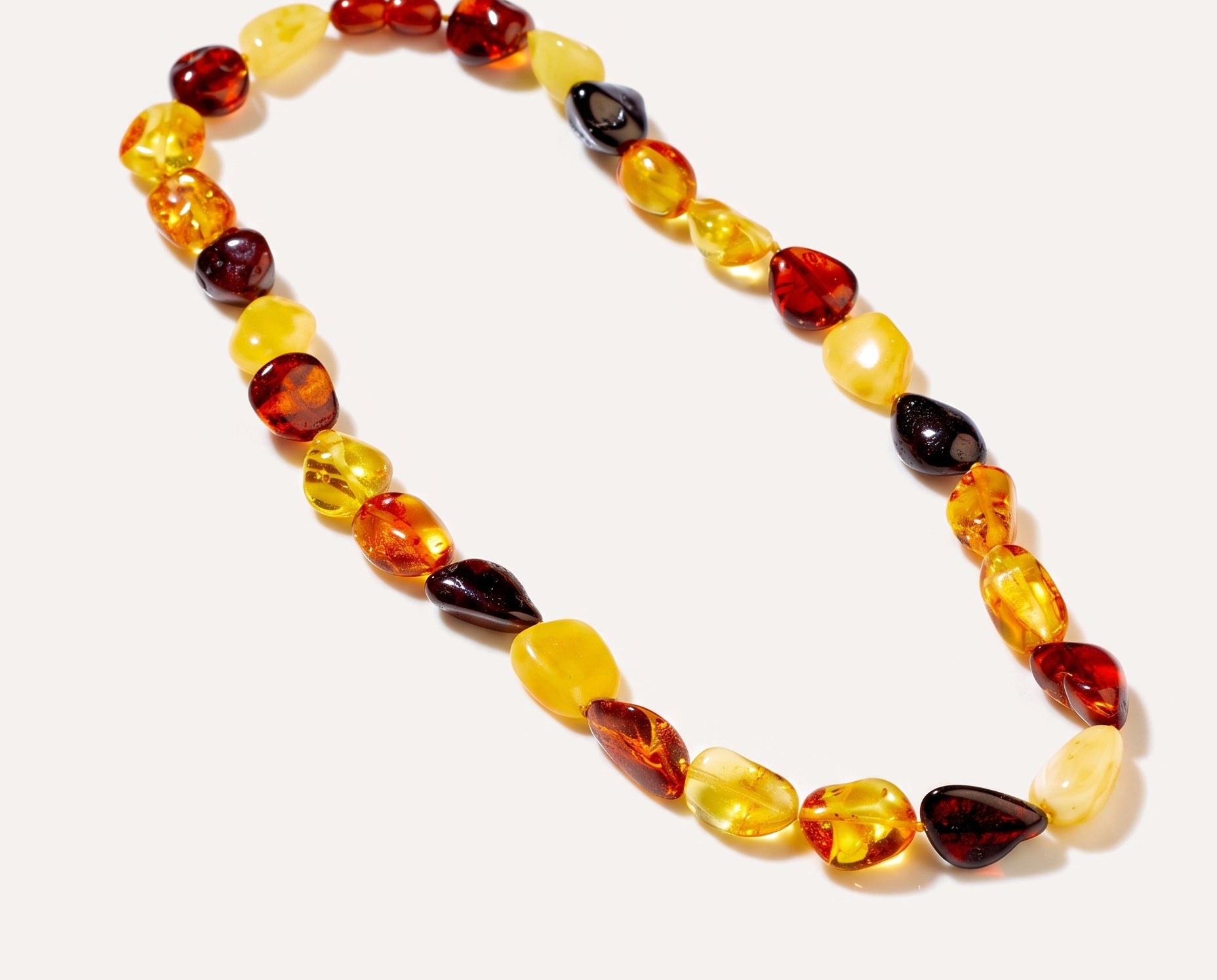 RAW Amber Multicolour Beaded Necklace 45cm — Baltic amber and sterling silver jewellery by Baltic Beauty