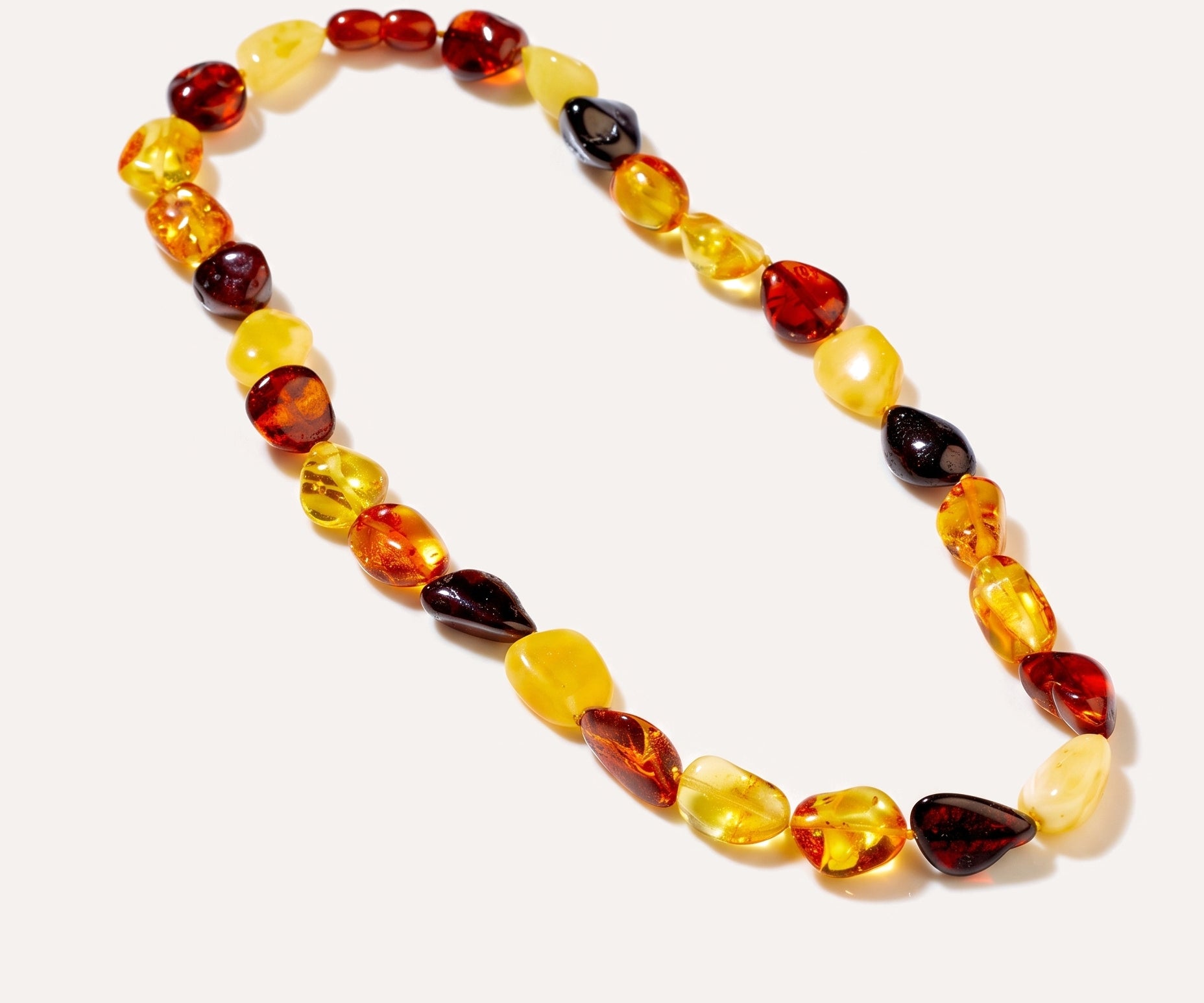 RAW Amber Multicolour Beaded Necklace 45cm — Baltic amber and sterling silver jewellery by Baltic Beauty
