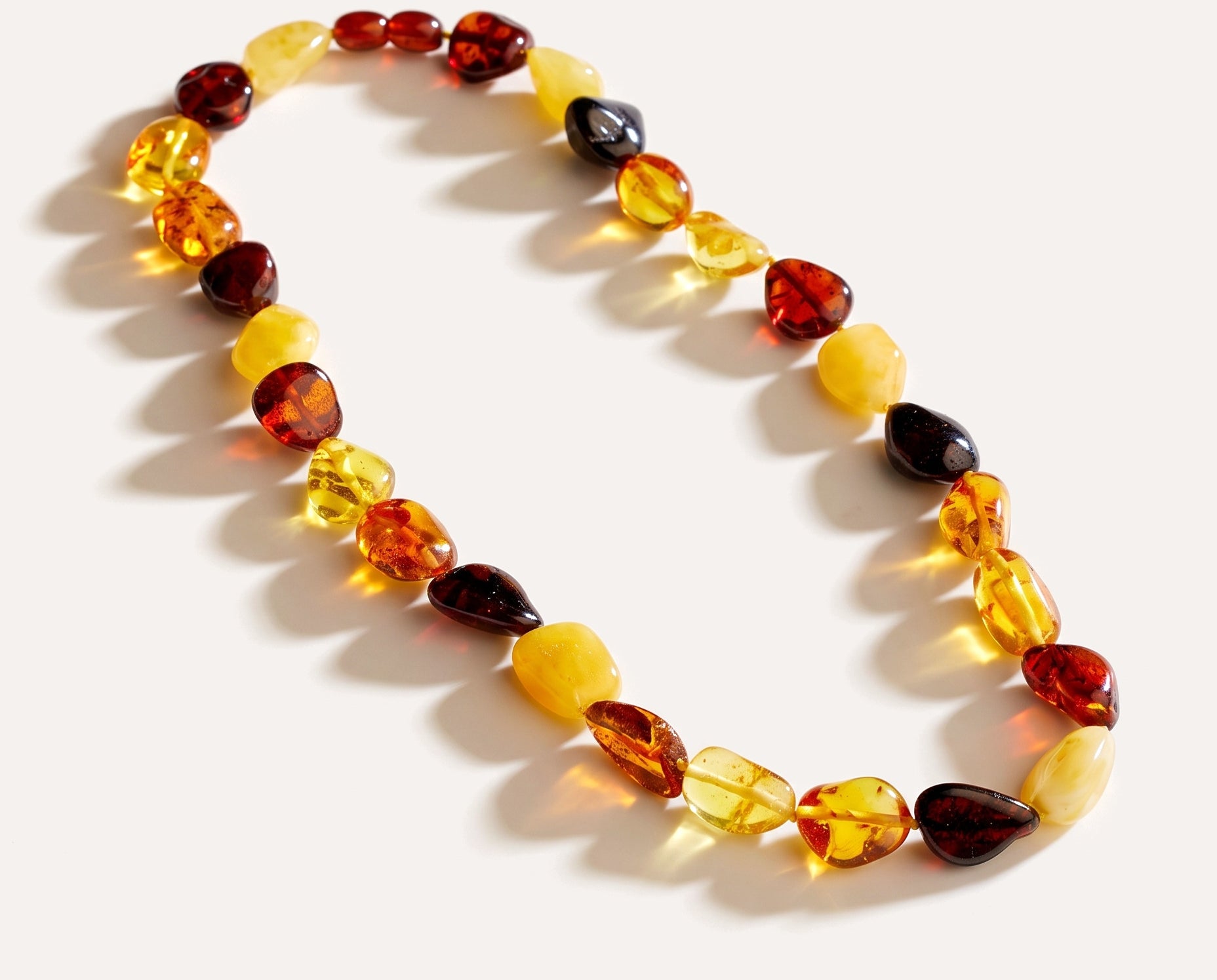 RAW Amber Multicolour Beaded Necklace 49cm — Baltic amber and sterling silver jewellery by Baltic Beauty