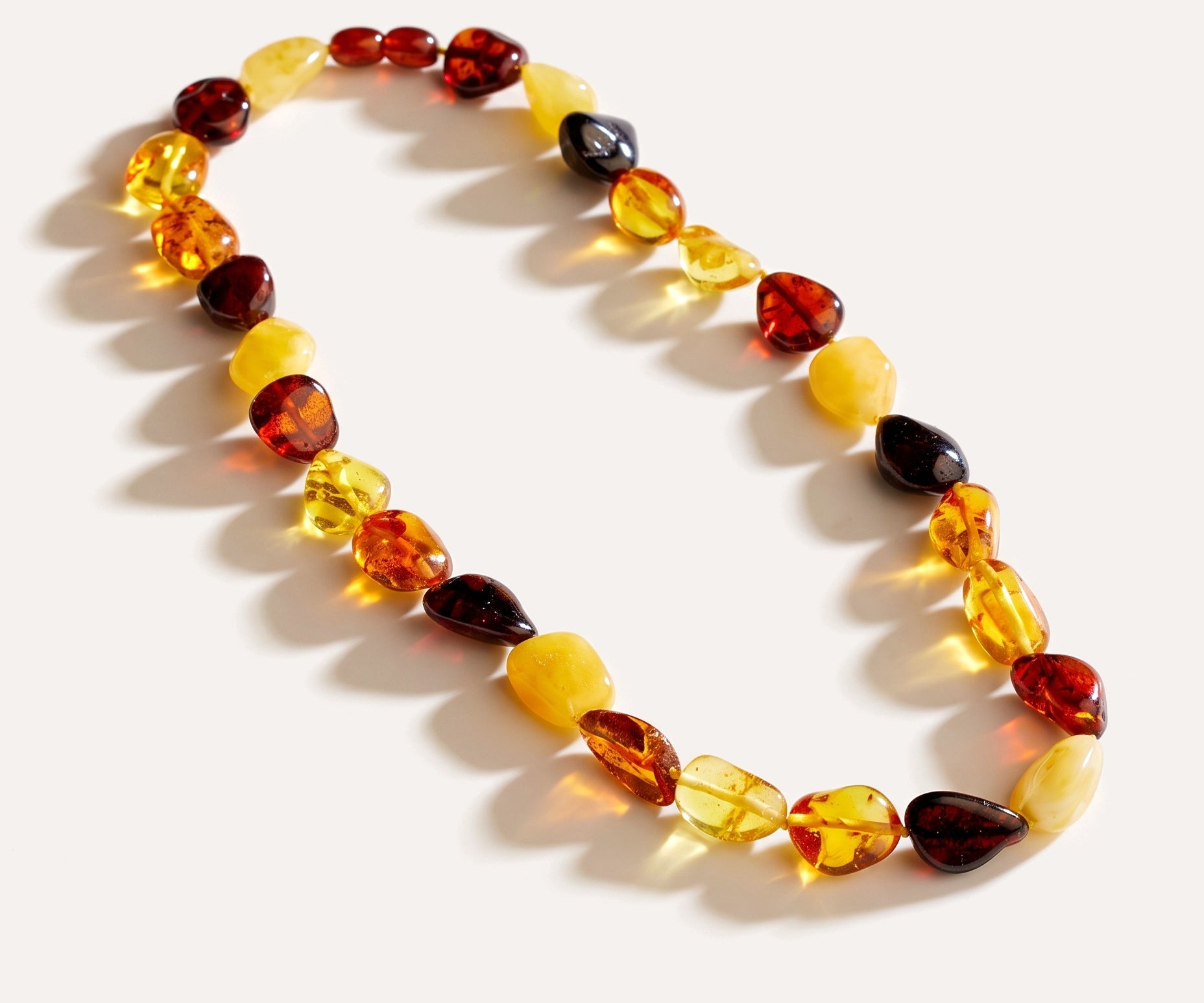 RAW Amber Multicolour Beaded Necklace 49cm — Baltic amber and sterling silver jewellery by Baltic Beauty