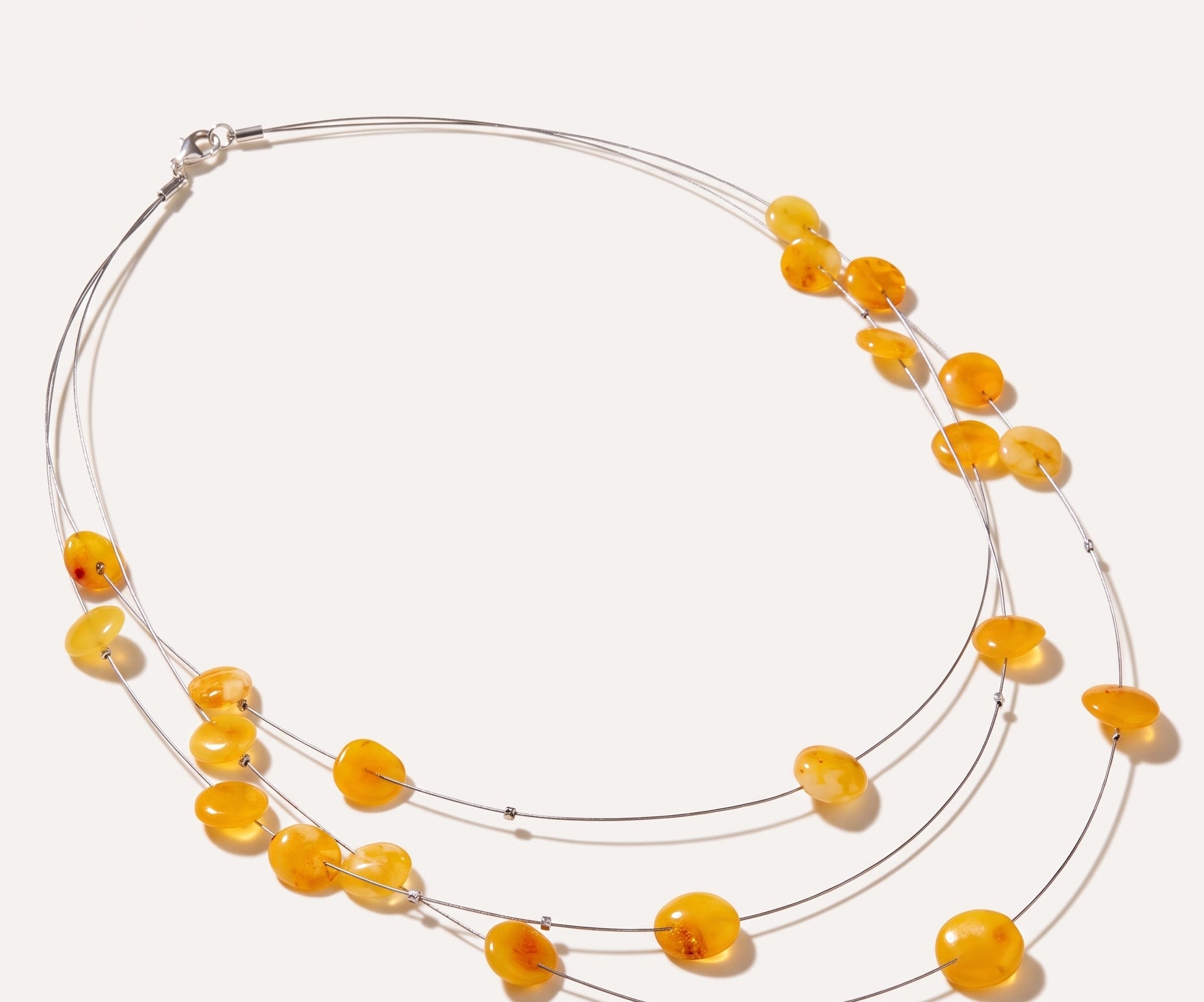 RAW Layered Butterscotch Amber Discs Necklace — Baltic amber and sterling silver jewellery by Baltic Beauty