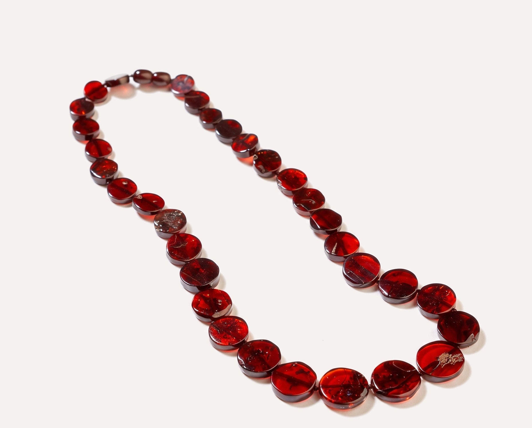 RAW Round Cherry Amber Necklace — Baltic amber and sterling silver jewellery by Baltic Beauty