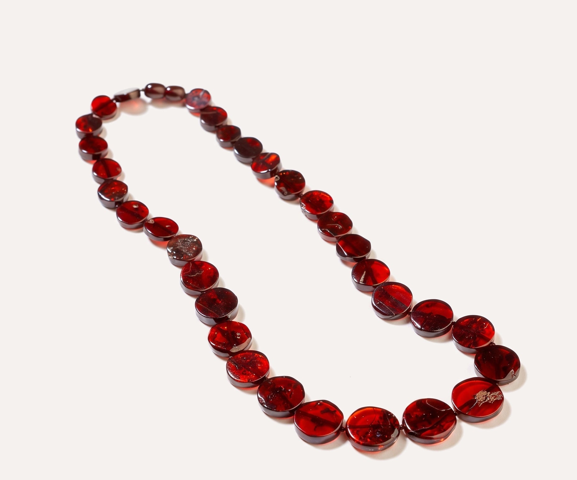 RAW Round Cherry Amber Necklace — Baltic amber and sterling silver jewellery by Baltic Beauty