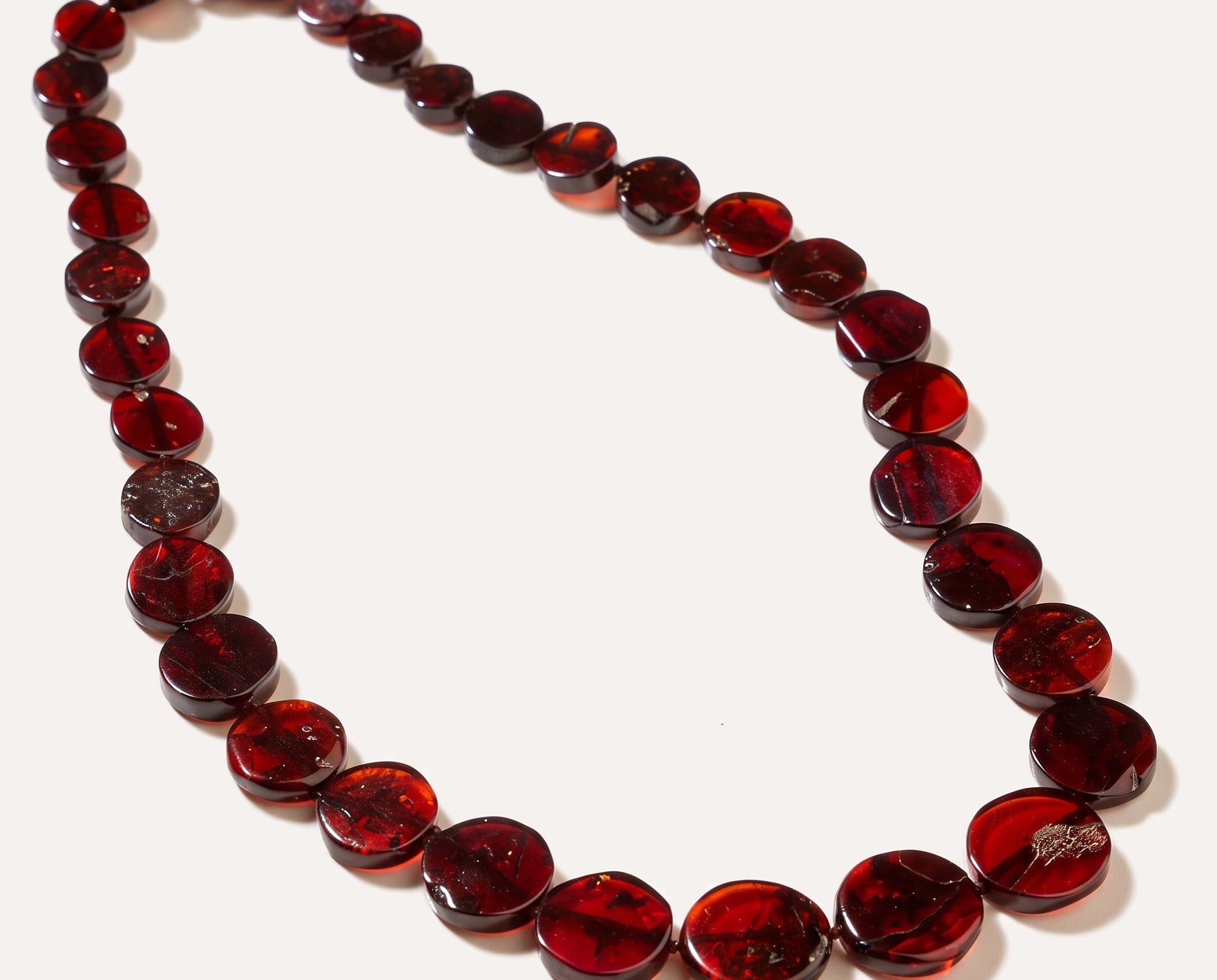 RAW Round Cherry Amber Necklace — Baltic amber and sterling silver jewellery by Baltic Beauty