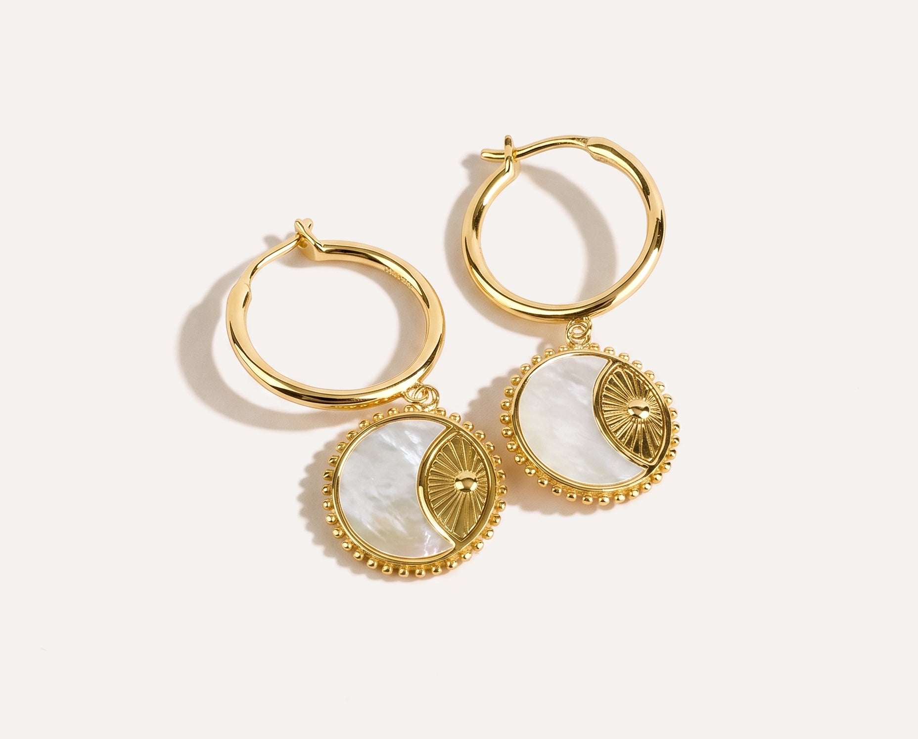 Ray of Sun Mother of Pearl Earrings — Baltic amber and sterling silver jewellery by Baltic Beauty