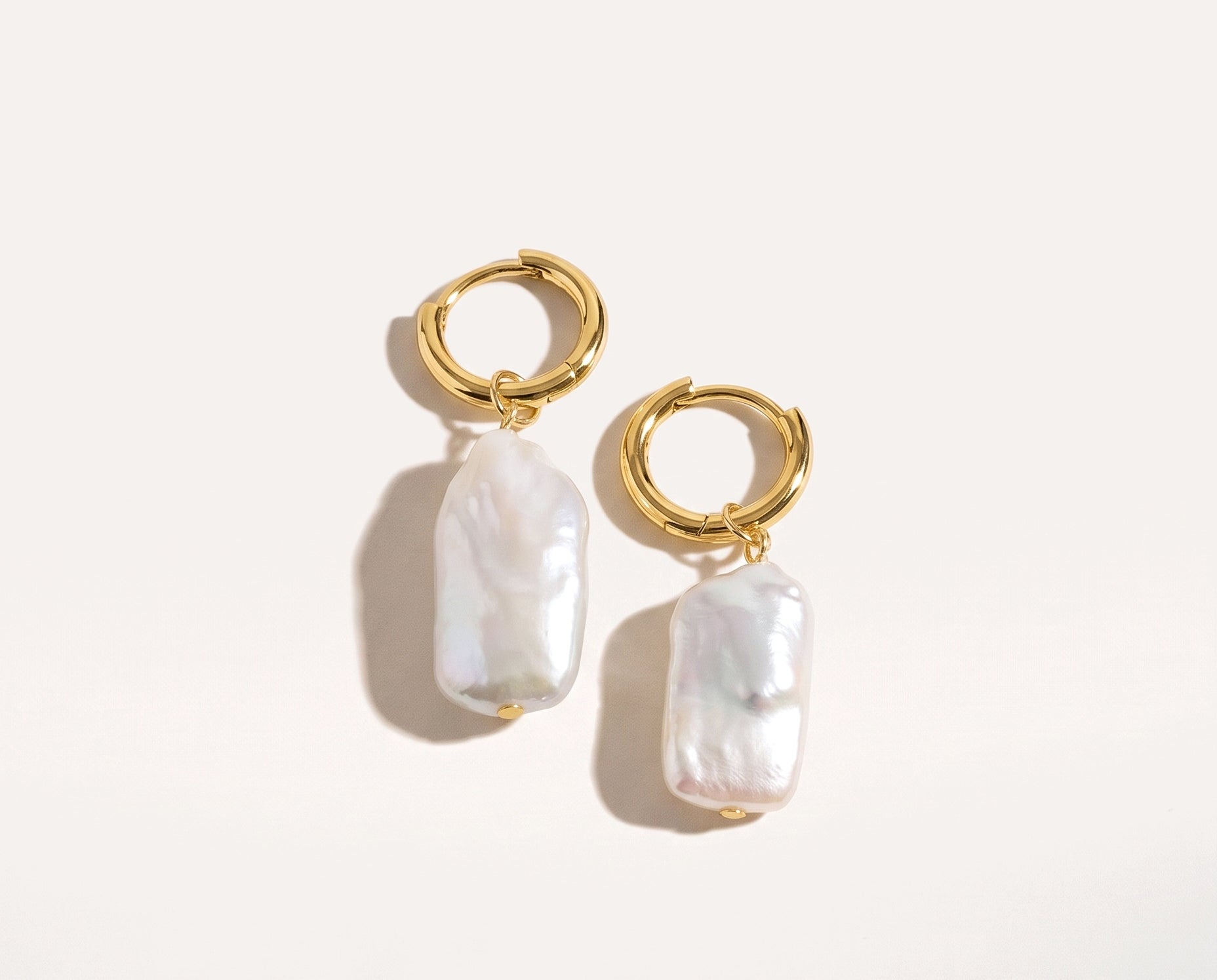 Rectangle Link Pearl Earrings — Baltic amber and sterling silver jewellery by Baltic Beauty