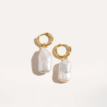 Rectangle Link Pearl Earrings — Baltic amber and sterling silver jewellery by Baltic Beauty