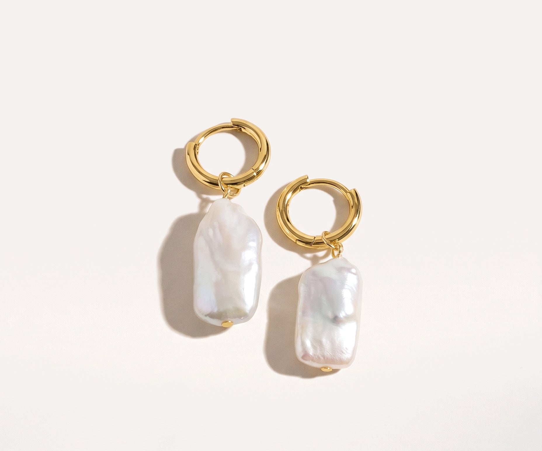 Rectangle Link Pearl Earrings — Baltic amber and sterling silver jewellery by Baltic Beauty
