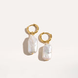 Rectangle Link Pearl Earrings — Baltic amber and sterling silver jewellery by Baltic Beauty