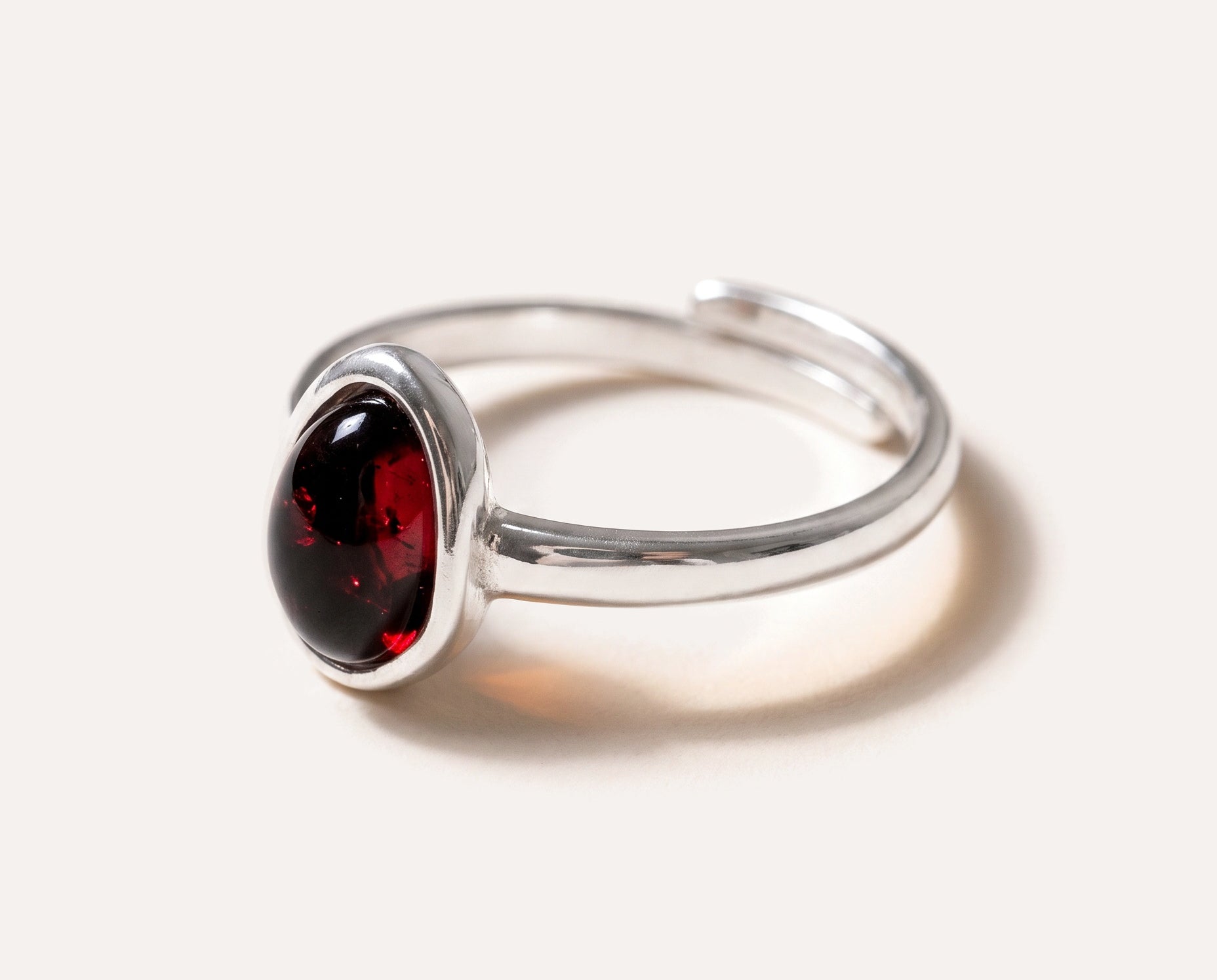 Cherry Amber ELEMENT Stacking Ring — Baltic amber and sterling silver jewellery by Baltic Beauty